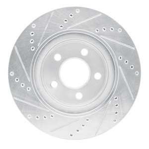 Ford Explorer Sport Brake Rotor (1) - Front Right - R1 Concepts - Drilled & Slotted - Silver - `01-`11